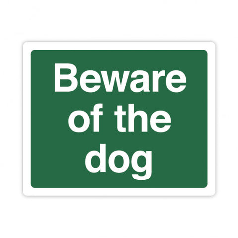 Safety Warning Sign Beware of The Dog Green/White 200 X 250mm