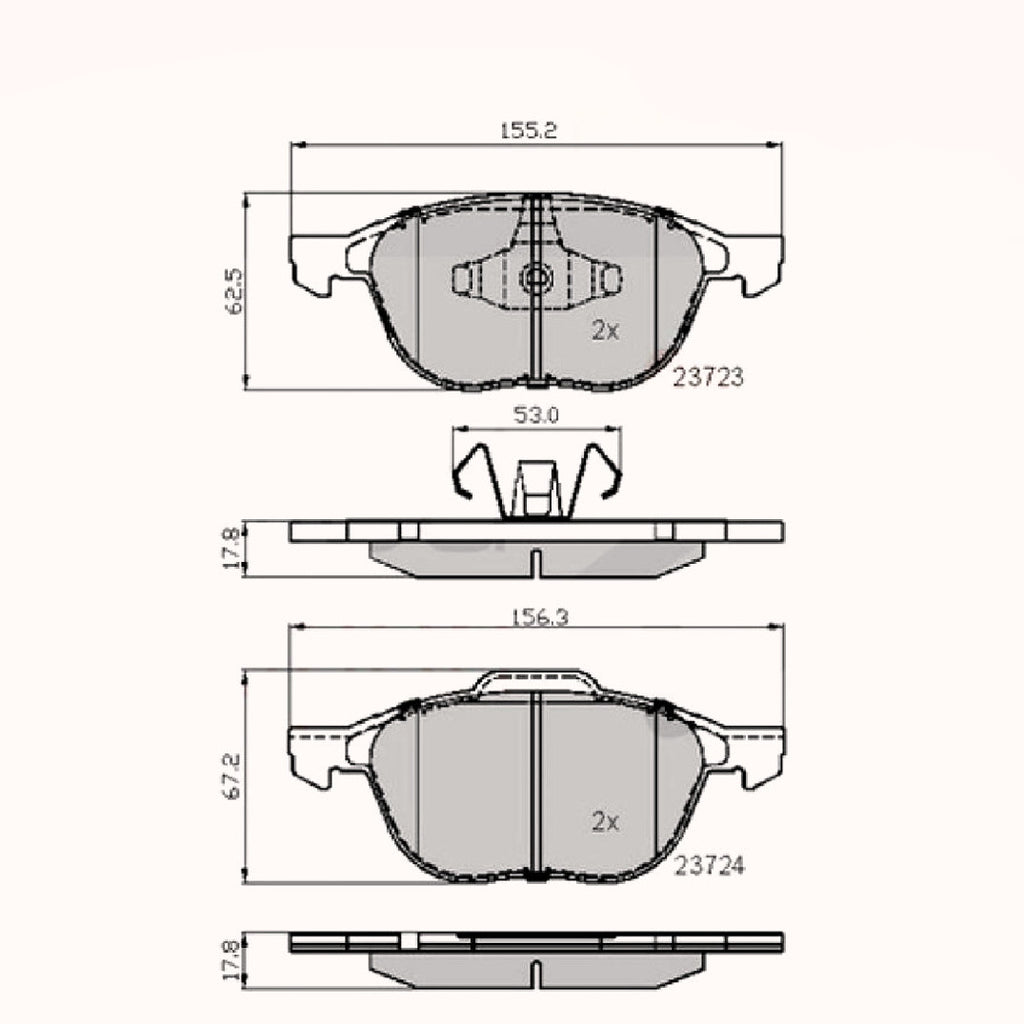 Front Brake Pads Ford Focus, Mazda 3 Volvo C30 C70 S40 V50 - Adb01323