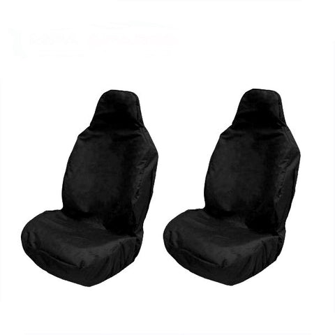 Twin Set Of Turtle Covers Utility Front Seat Covers For Car, Van Or 4X4 (Black)