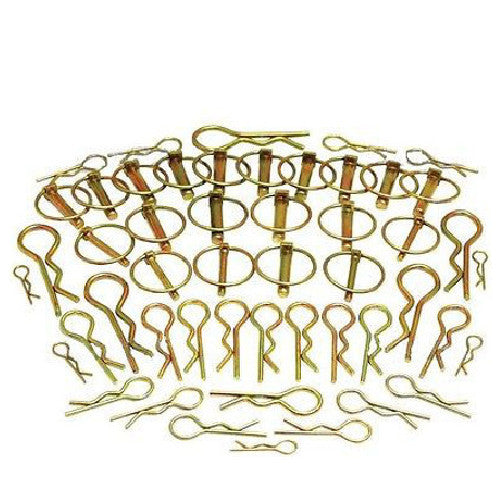50 Pcs Assorted Quality Linch Pins & R Clips (total 20 Pins & 30 Clips)