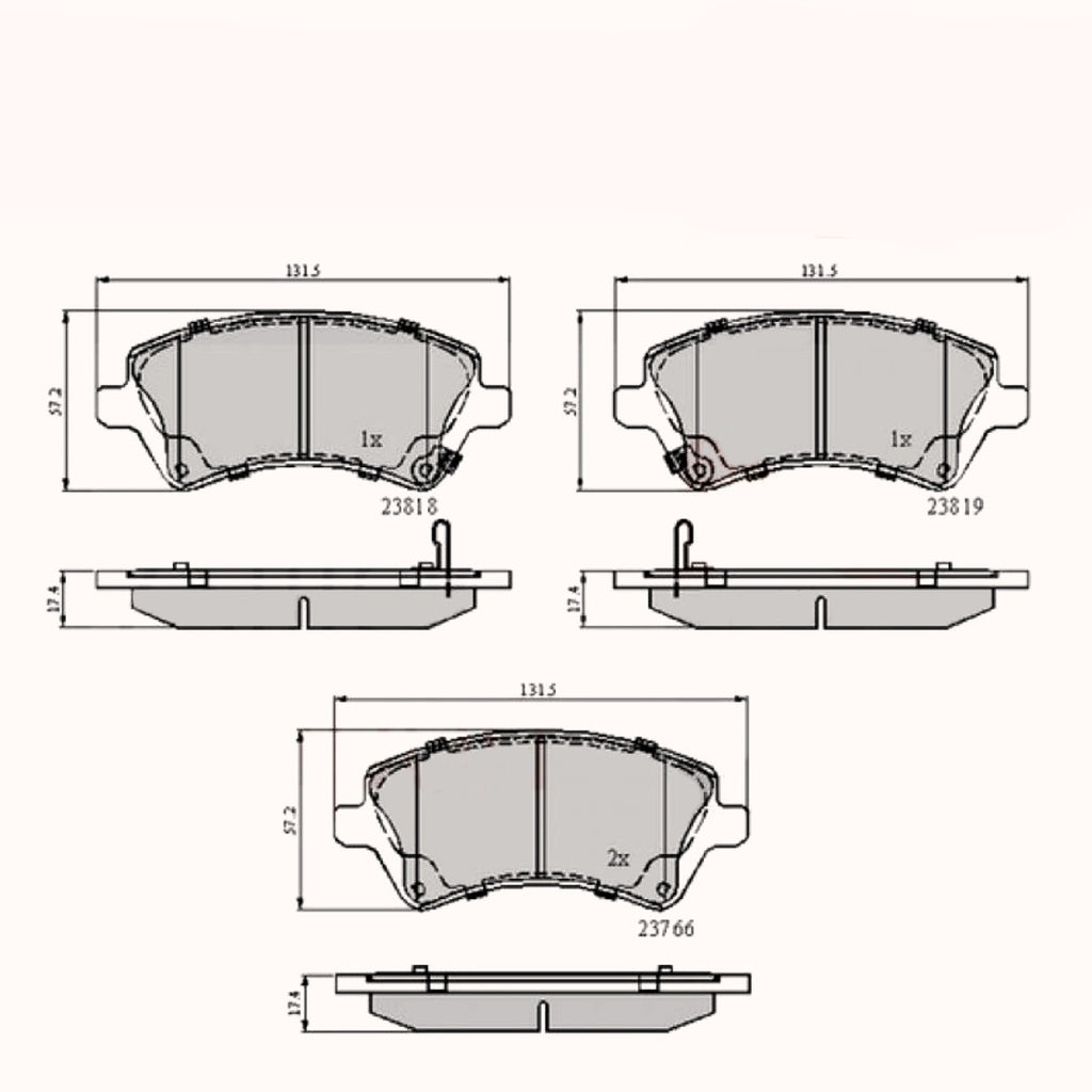 Front Brake Pads Toyota Corolla 02->07 - ADB31154 PAD1223 MDB2257