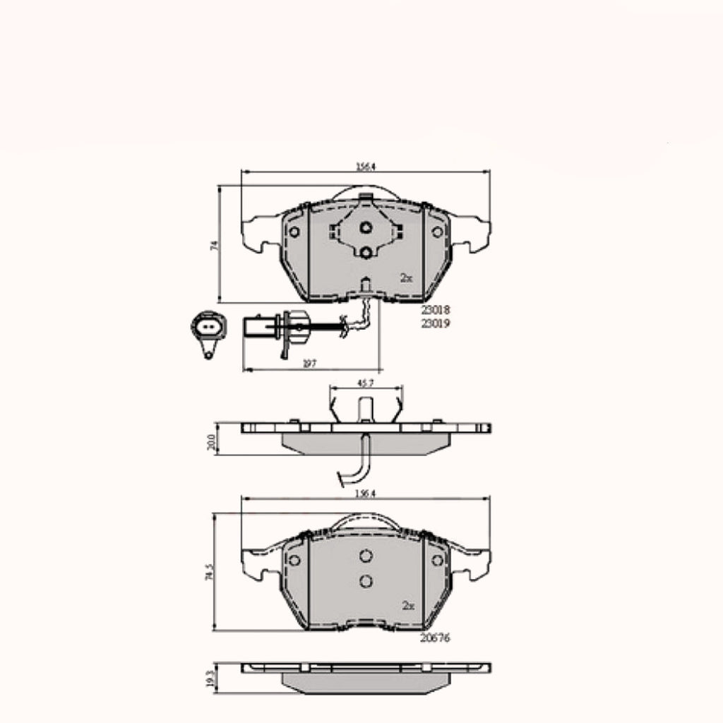 Front Brake Pads A4 00->09, Vw Passat 96-05 (Fr) ADB11542 PAD1234 MDB2231
