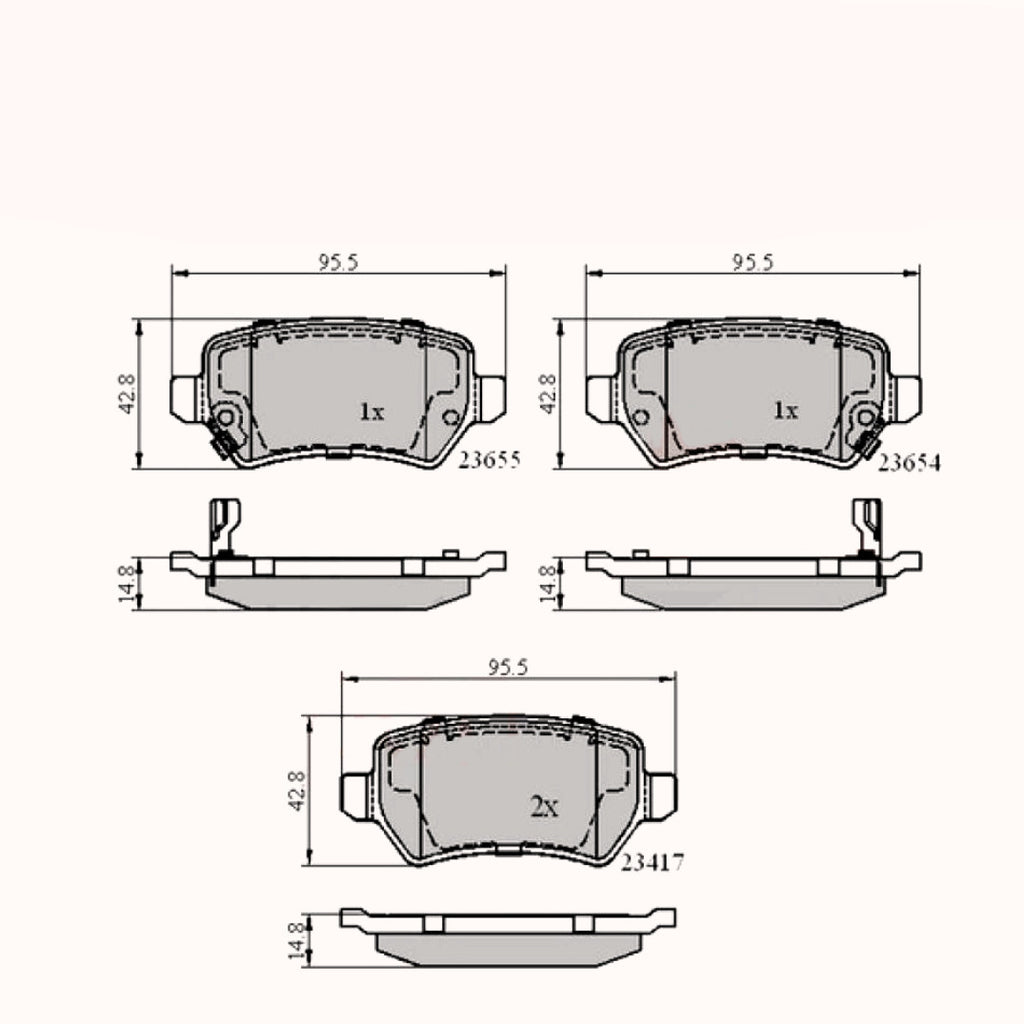Rear Brake Pads Opel Astra 98-, Zafira 99->05 - Adb31551 Pad1286 Mdb2357