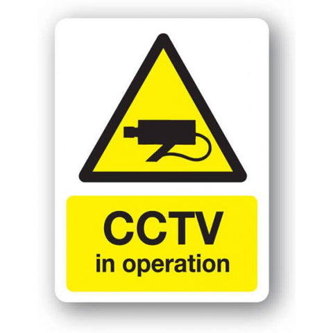 Safety Sign CCTV IN Operation White/Yellow/Black Large 300 X 400mm