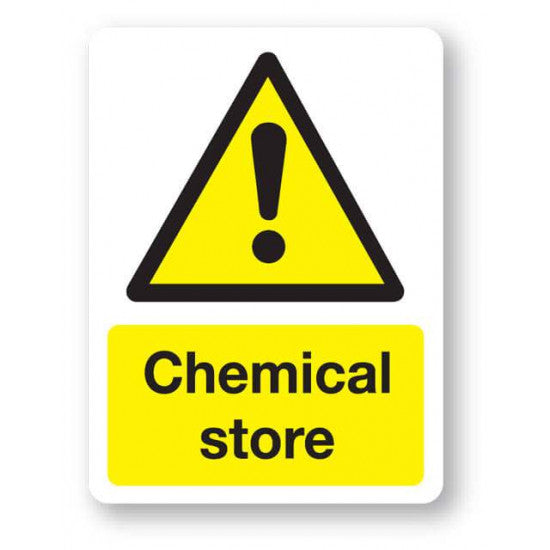 Safety Sign Chemical Store White/Yellow/Black Large 300 X 400mm