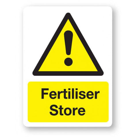 Safety Sign Fertiliser Store White/Yellow/Black Large 300 X 400mm