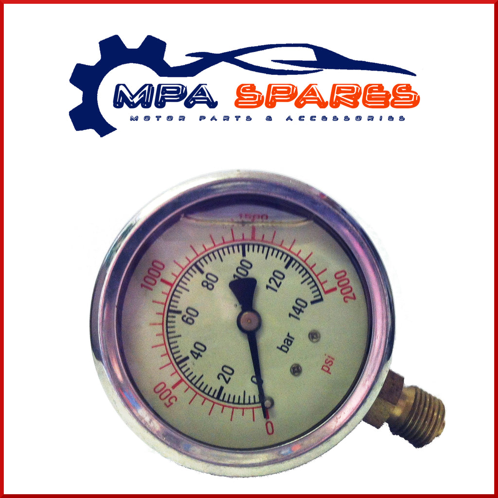 Hydraulic Glycerine Pressure Gauge 4000Psi, 63 mm, Bottom Connection 1/4" Bsp - MPA Spares