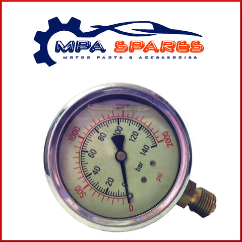 Hydraulic Glycerine Pressure Gauge 1000Psi, 63 mm, Bottom Connection 1/4" Bsp - MPA Spares