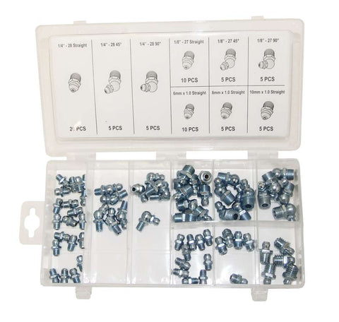 70 Pcs Workshop Kit Grease Nipple Assortment - Various Sizes & Angles