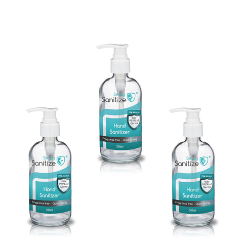 3 X Simply Hand Sanitizer 500ml Pump Action Antibacterial Gel 75% Alcohol