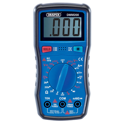 Draper 41817 200 Series Digital Multimeter Testing Tool Ac / Dc With Backlight