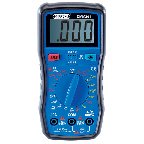 Draper 41818 200 Series Digital Multimeter Testing Tool AC / DC With Backlight