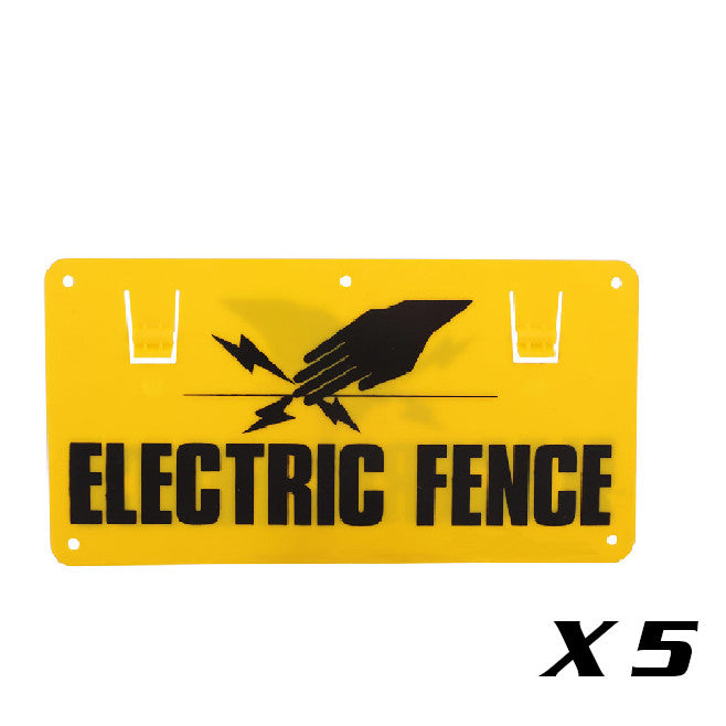 5 X Safety Warning Signs Electric Fence Yellow/Black 128 X 246mm