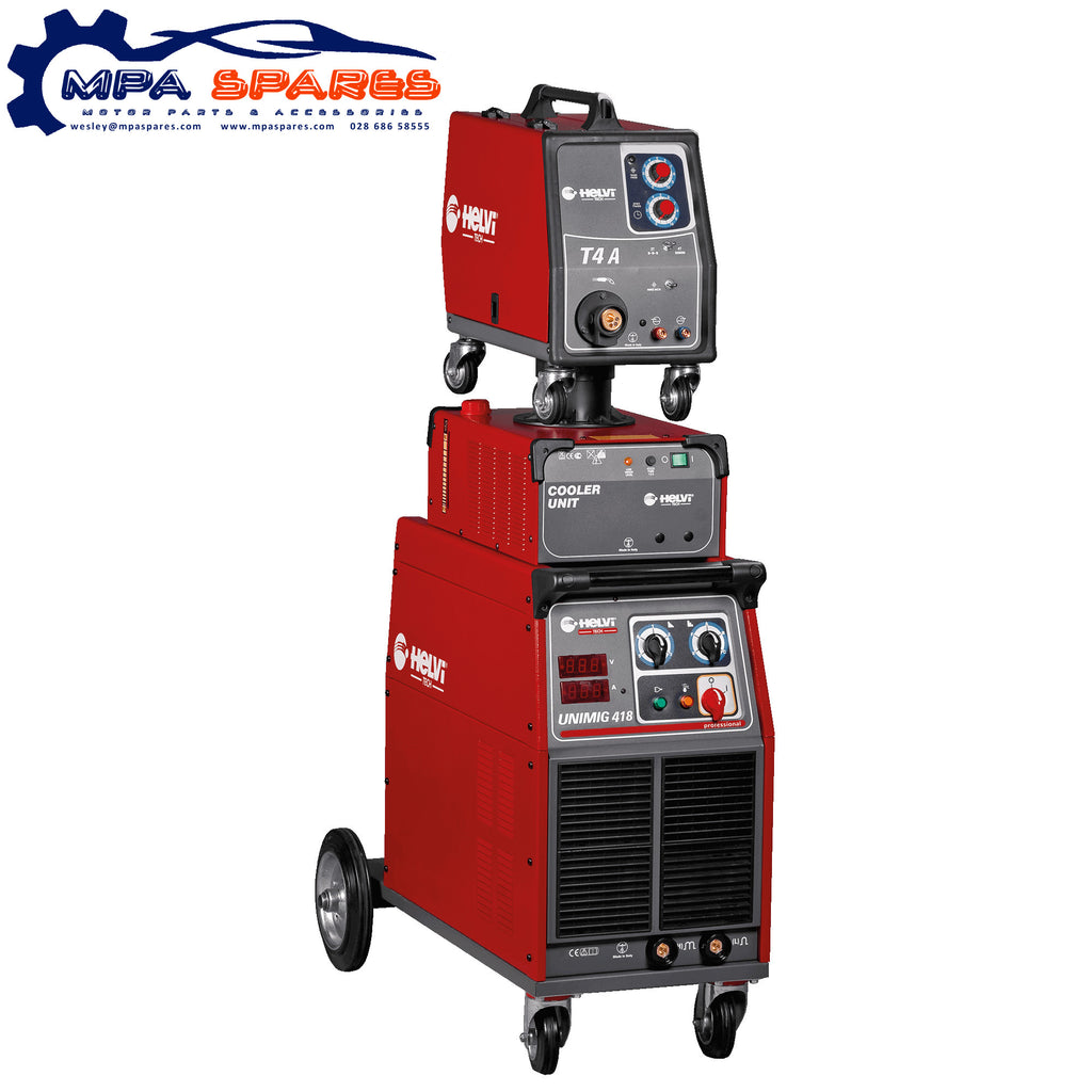 Helvi Unimig 418 MIG Welder, Feed Unit, Water Cooler & Interconnections - MPA Spares