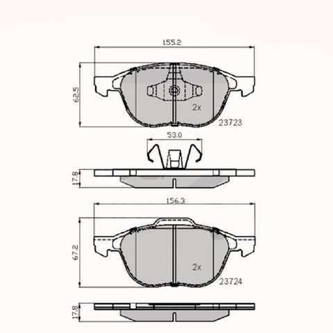 Front Brake Pads Ford Focus, Mazda 3 Volvo C30 C70 S40 V50 - Adb01323