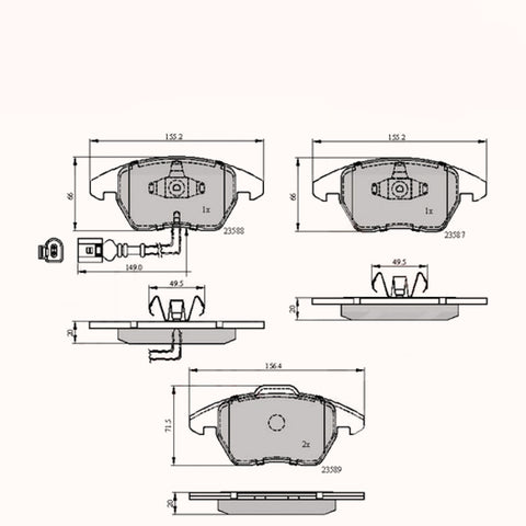 Front Brake Pads Audi, Seat, Vw 04- Adb11224 Pad1313 Mdb2604