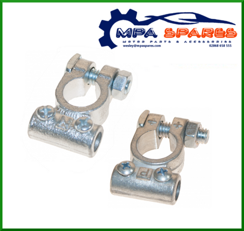 Set Of Two Battery Terminal Clamps (Pos & Neg) 60mmâ² 11mm Heavy Duty - MPA Spares