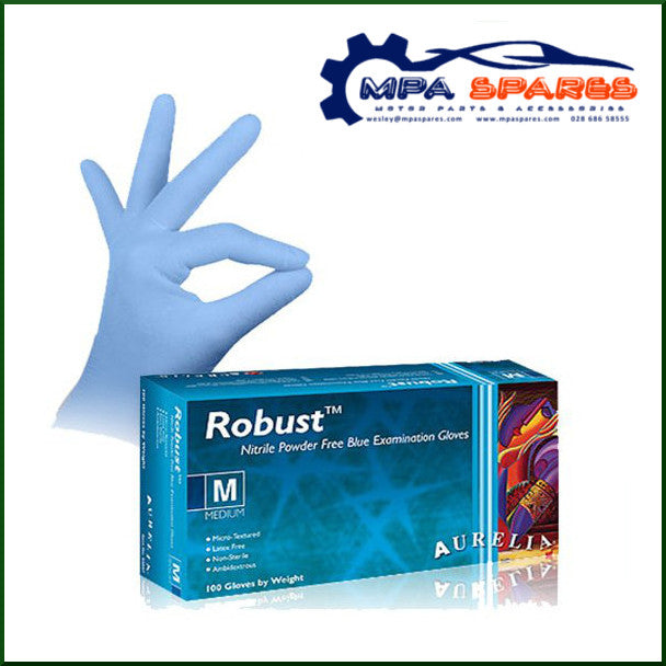 Pack Of 100 Large Aurelia Robust Nitrile Powder Free Blue Disposable Gloves - MPA Spares
