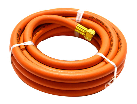 10mm X 10mm 3/8" Fitted Orange (Propane) Hose