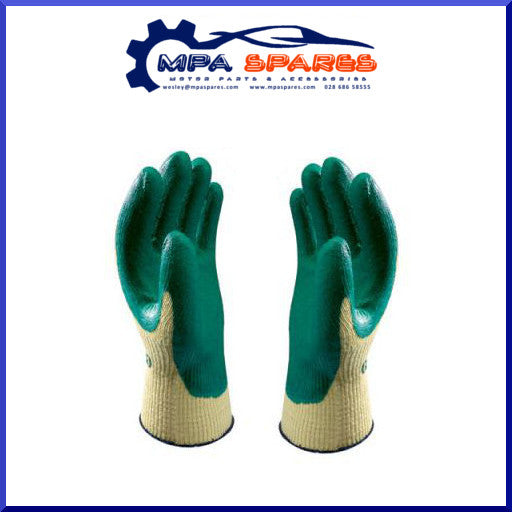 Pair Of Green Gardening Work Gloves (Size Medium) Building Diy Safety Grip - MPA Spares