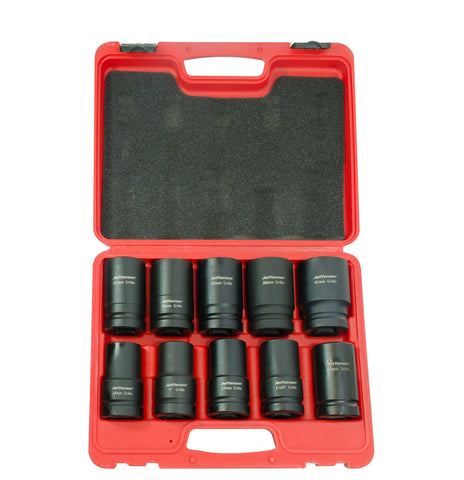 Jefferson 10 Piece 1" Deep Impact Socket Set - Metric & Imperial 24mm->41mm