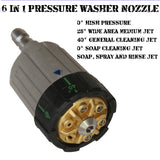 Professional Pressure Washer 6 In1 Nozzle With ¼" Quick Connect Coupler 3000Psi