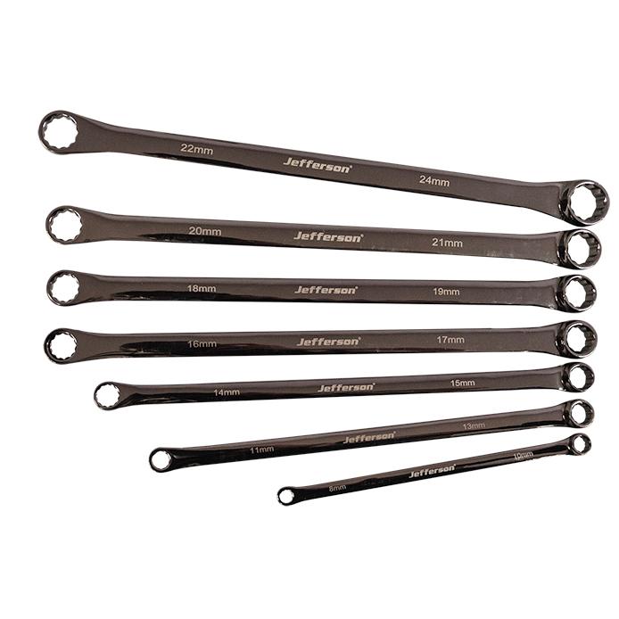 Jefferson Extra Long 7 Piece Double End Ring Fixed Spanner Set - 8mm -> 24mm