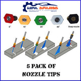 Set Of 5 Professional Male ¼" Quick Release Pressure Washer Nozzle Tips 4000Psi - MPA Spares