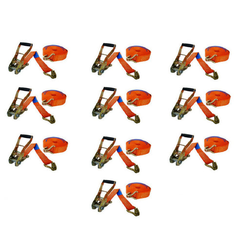 Ratchet Straps X10; Various Sizes 50mm X 8Mtr; 50mm X 10Mtr; 50mm X 12Mtr