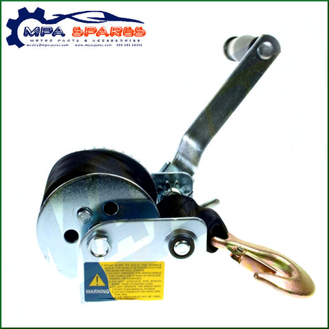 Maypole Standard Trailer Hand Winch 385 Kg / 850 lb with Strap & Snap Hook - MPA Spares