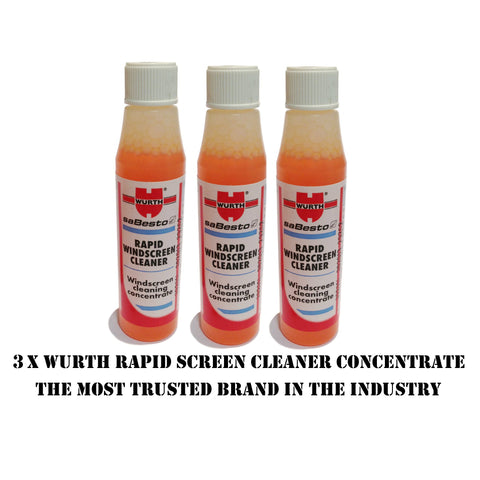 3 x Wurth Rapid Windscreen Cleaner Concentrate - Each Bottle Makes 3 Litres