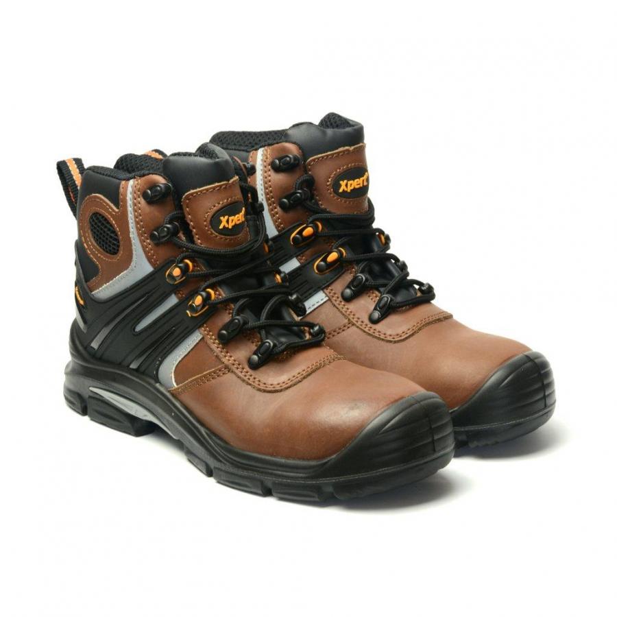 Xpert Phantom Safety Toe Cap Hiking Boot Leather Water Resistant (Brown)