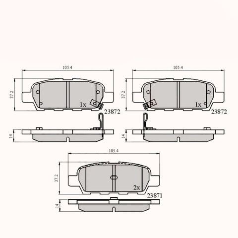 Rear Brake Pads Nissan X-Trail 01-, Grand Vitara 07- Pad1264 Mdb2261 Adb3912