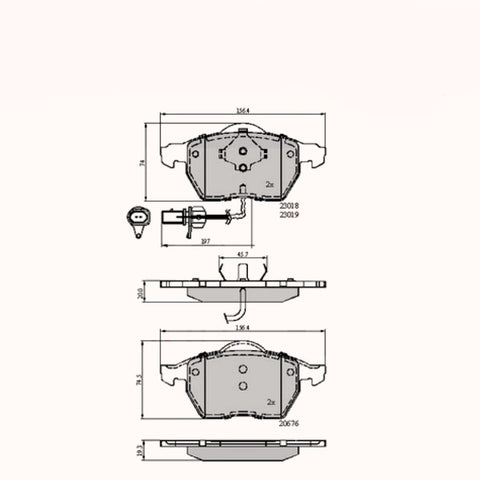Front Brake Pads A4 00->09, Vw Passat 96-05 (Fr) ADB11542 PAD1234 MDB2231