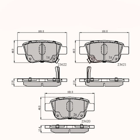 Rear Brake Pads Avensis 03->08, -> Adb31141 Pad1334 Mdb2546