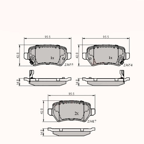 Rear Brake Pads Opel Astra 98-, Zafira 99->05 - Adb31551 Pad1286 Mdb2357