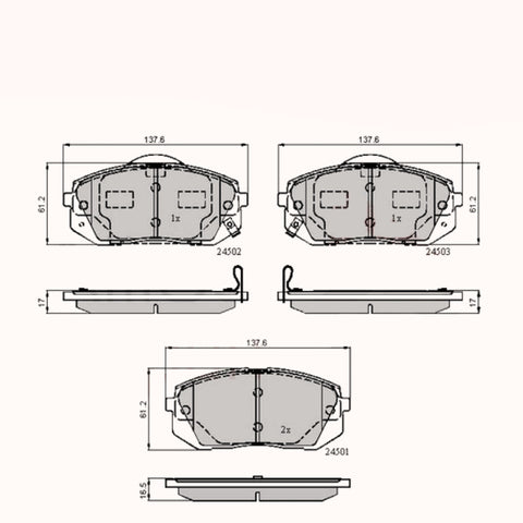 Front Brake Pads Hyundai Ix35 10->, I40 11-> ADB31768 PAD1617 MDB2865