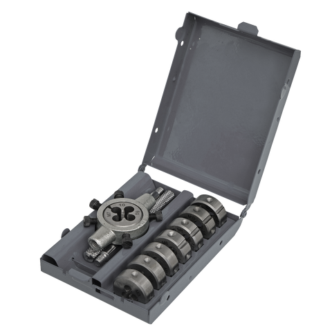 Sealey 9 Pc Split Die Set Metric M3-M12 - Steel Thread Repair Set Die Holder