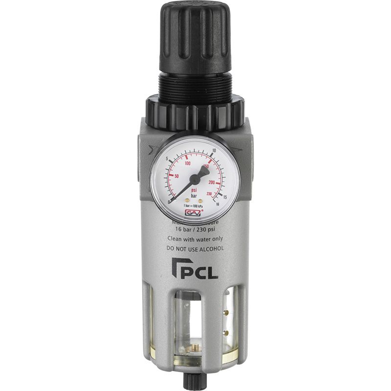 PCL 1/2" Air Treatment Air Filter / Regulator with Wall Bracket & Pressure Gauge