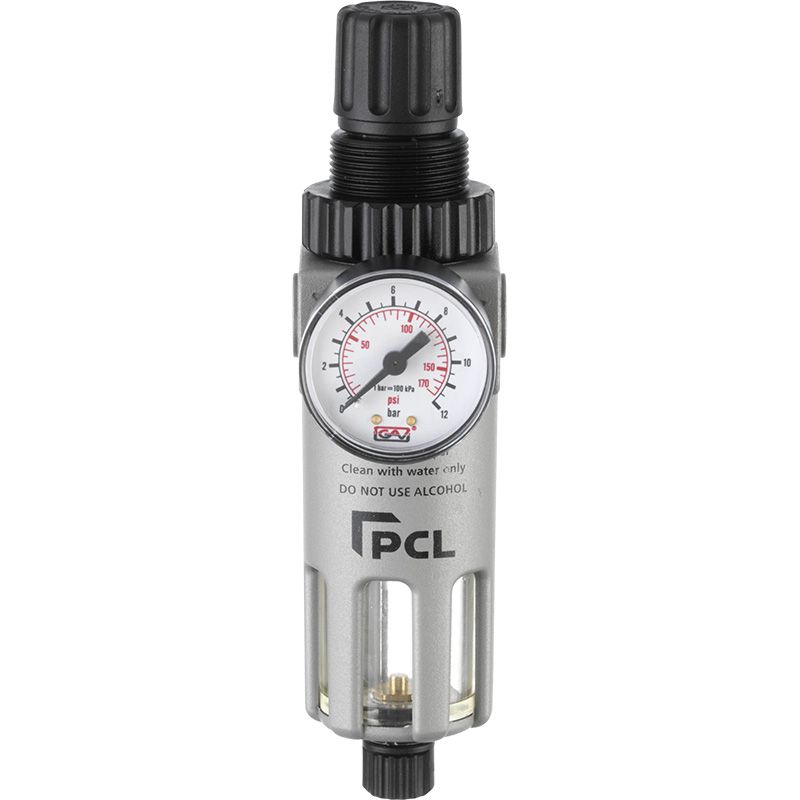 PCL 1/4" Air Treatment Air Filter / Regulator with Wall Bracket & Pressure Gauge