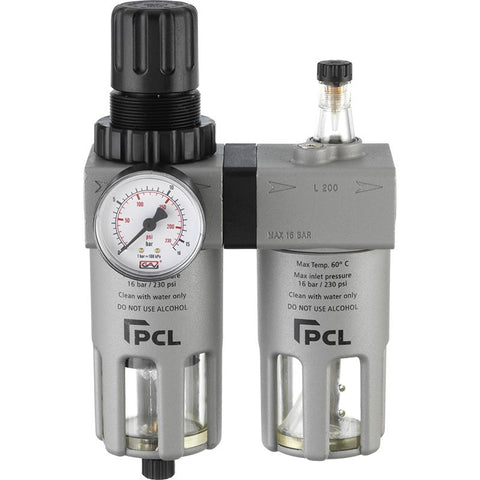 PCL 1/2" Air Treatment Air Filter / Regulator & Lubricator with Bracket and Gauge