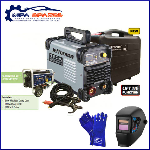 Jefferson 160Amp Arc Welder With Auto Welding With Gloves & Grinding Helmet - MPA Spares