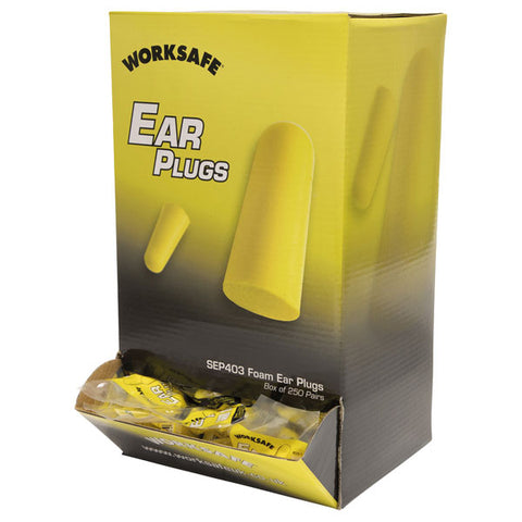 250 Pairs Worksafe Sep403 Soft Foam Ear Plugs - Conforms with En352-2